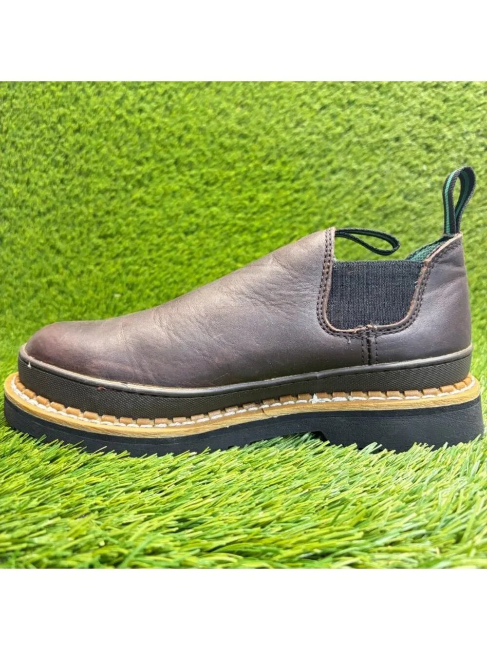 Georgia Giant Romeo Mens Size 7.5 Brown Leather Steel Toe Safety Work Shoes